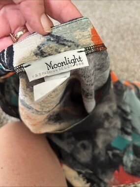 Moonlight Women's Abstract Print Top in Teal and Orange
